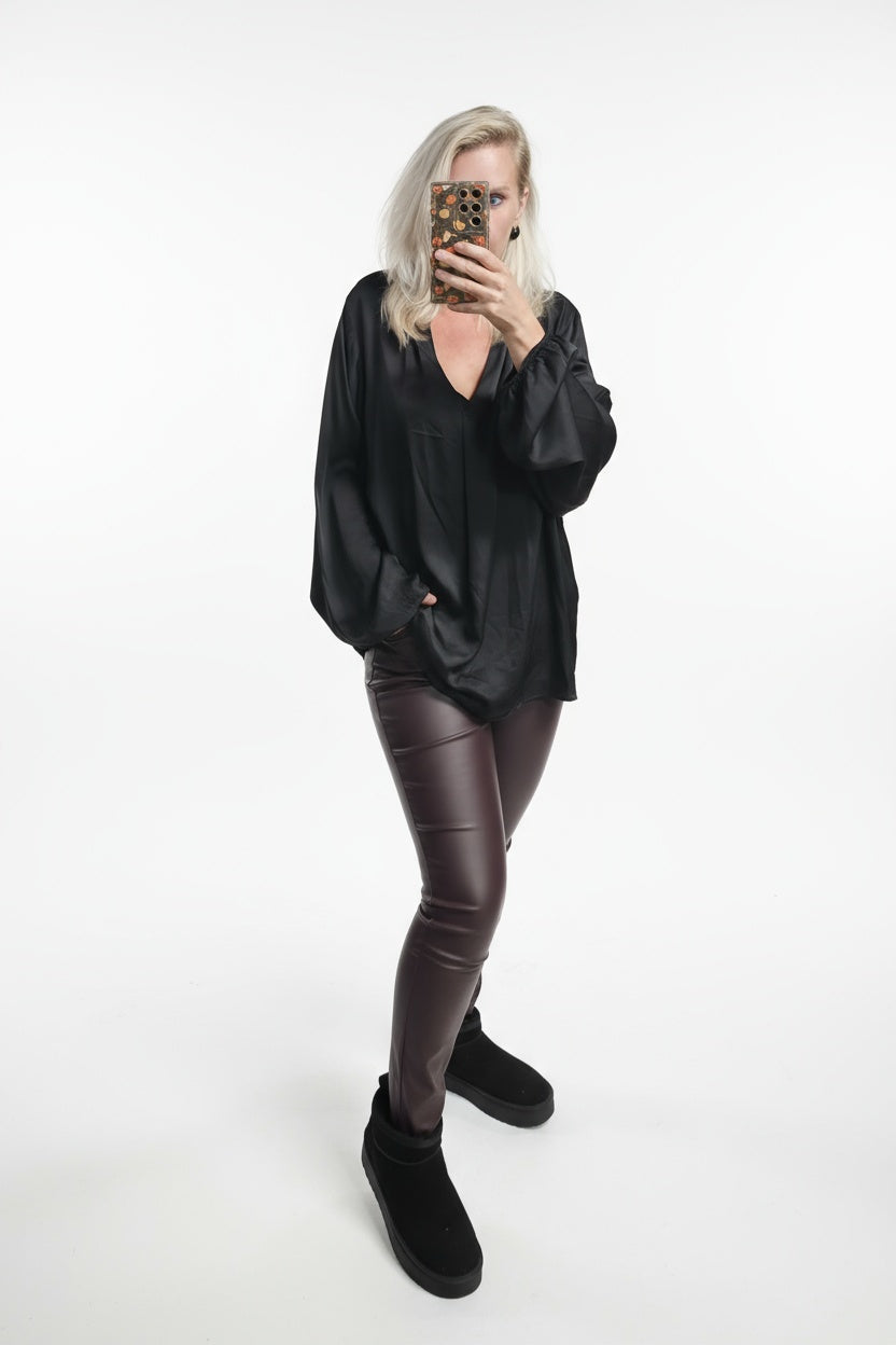 Goodies straight leg leather look bordeaux/aubergine