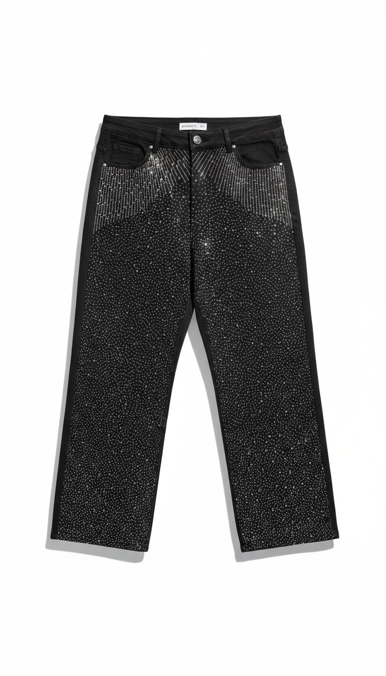 Goodies wide leg zwart glitter