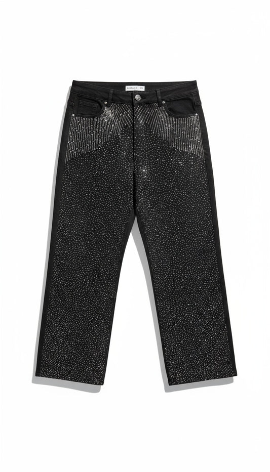 Goodies wide leg zwart glitter