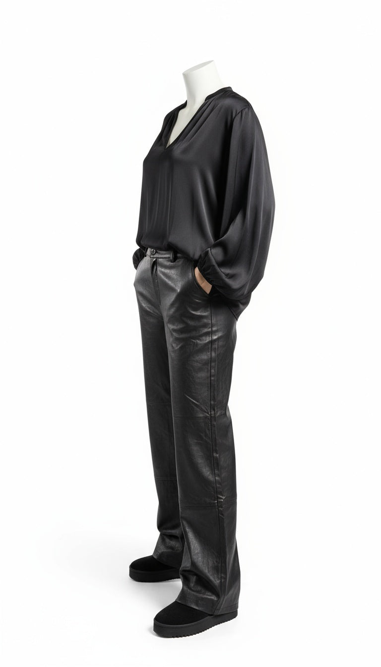 Goodies wide leg leather look zwart
