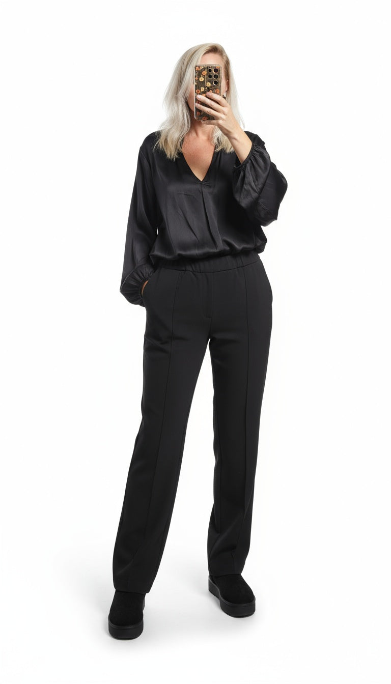 Travel broek met naad zwart