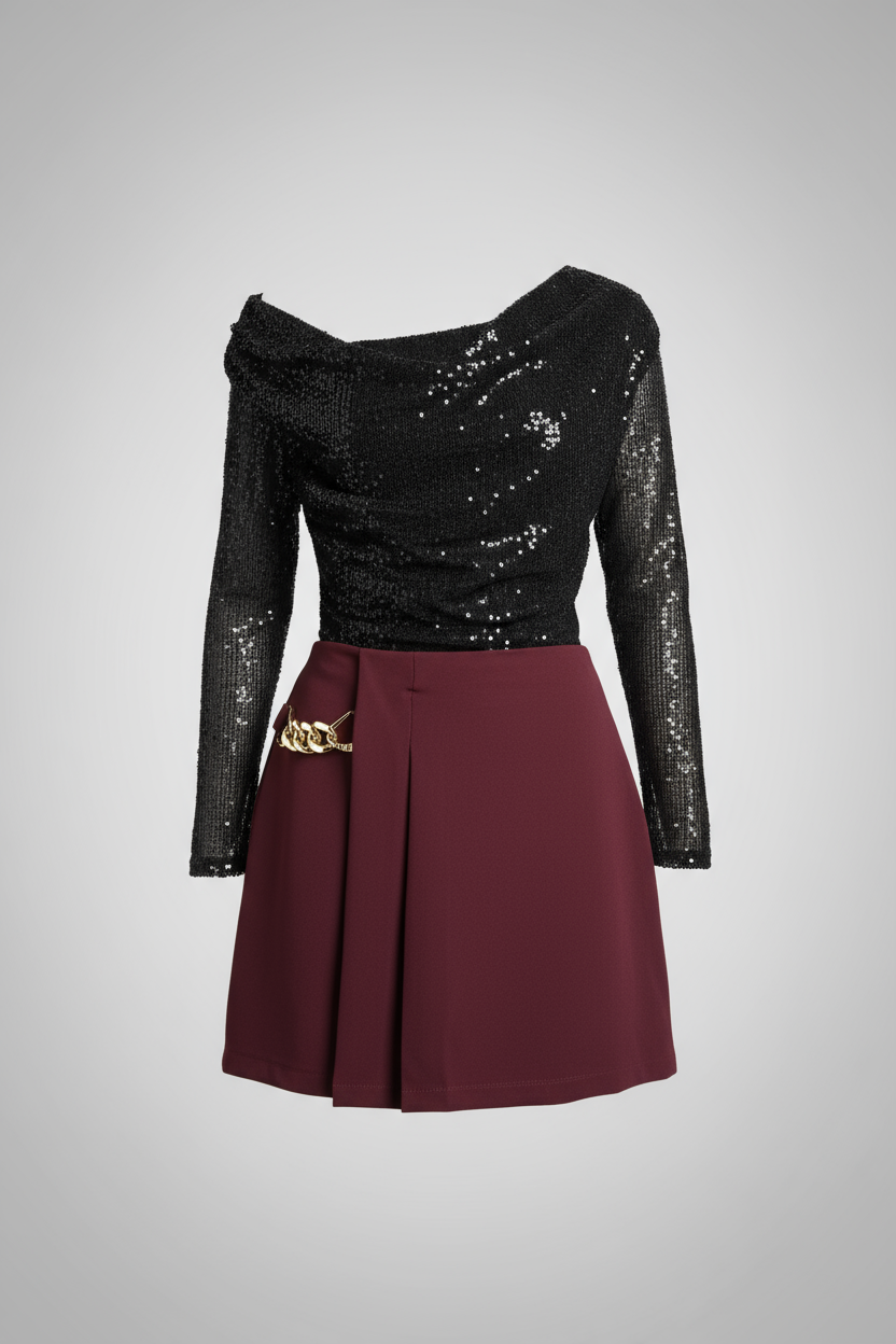 Skort's met gouden detail