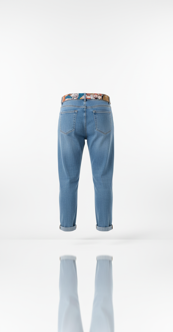 Jeans met satijnen riem
